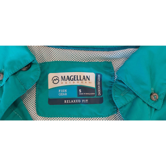 Sportswear Button Up Shirt Men Size S Fish Gear Outdoor‎ Magellan Turquoise - Picture 3 of 6